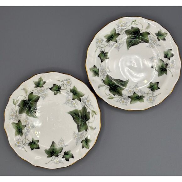 Vintage Duchess Bone China England IVY 2 Small Plates Coasters 70s - Picture 1 of 4